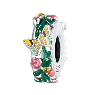 NB-8313 Stříbrný přívěšek korálek na náramek s motýlky