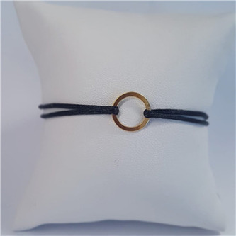 KA1822K-GD Černý textilní náramek kolečko, Ag 925 - nekonečno - ležatá osmička