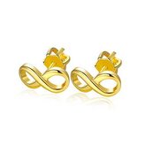 NB-3633-GD Zlacené stříbrné šroubovací náušnice nekonečno - nekonečno - ležatá osmička