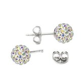 SWAG06-AB Stříbrné náušnice kuličky Crystals from Swarovski® AB