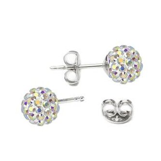 SWAG06-AB Stříbrné náušnice kuličky Crystals from Swarovski® AB
