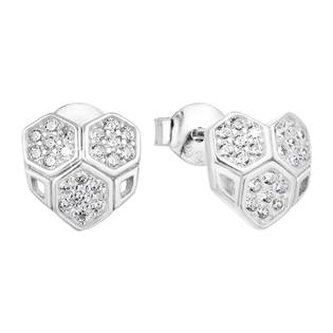 EG2850 Stříbrné náušnice srdce se zirkony