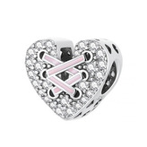 NB-8203 Stříbrný přívěšek korálek na náramek srdce