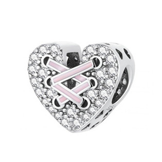 NB-8203 Stříbrný přívěšek korálek na náramek srdce