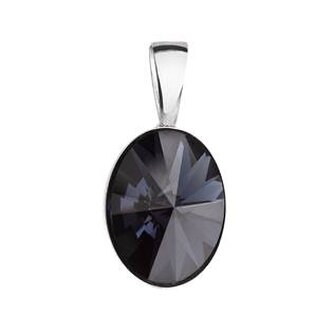 EG1150-SN Stříbrný přívěšek ovál Crystals from Swarovski® SILVER NIGHT