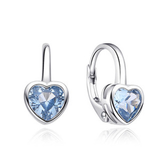 DN-0100-LB Stříbrné dívčí náušnice srdíčka světle modrá - srdce