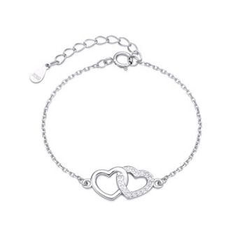 DN-0111 Dětský stříbrný náramek dvojité srdce