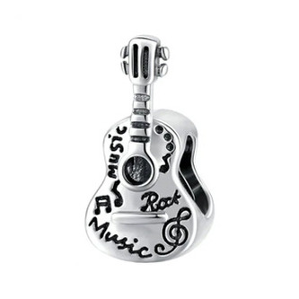 B0095 Stříbrný přívěsek korálek na náramek kytara - hudba
