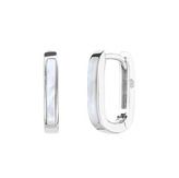 NB-3086 Stříbrné hranaté  náušnice s perletí