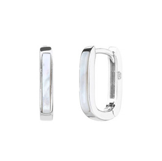 NB-3086 Stříbrné hranaté  náušnice s perletí