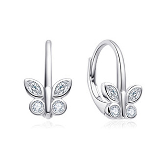 NB-3036 Stříbrné náušnice na klapku motýlci