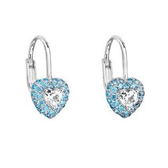 EG2188-BL Stříbrné dívčí náušnice s  modrými zirkony