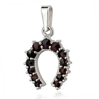 ZB5129 Stříbrný přívěšek podkova - granát