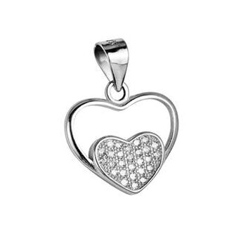 NB-4030 Stříbrný přívěšek srdíčko se zirkony - srdce