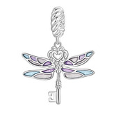 B0560 Stříbrný přívěšek korálek na náramek vážka - klíče