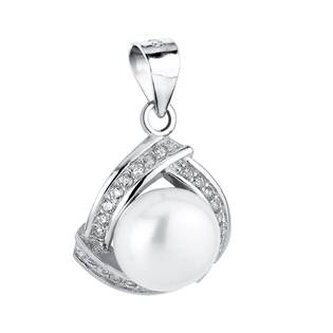 NB-4027 Stříbrný přívěšek s perličkou a zirkony