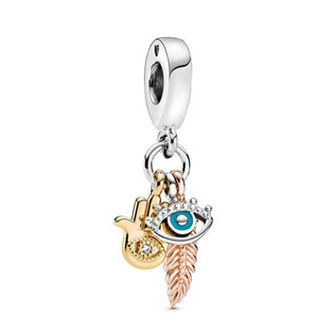 B0040 Stříbrný přívěšek korálek Hamsa - pírka