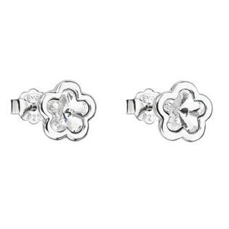 EG2511-CR Stříbrné náušnice kytičky Crystals from Swarovski® Crystal - květiny