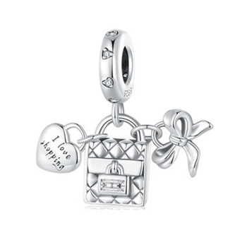 NB-8281 Stříbrný přívěšek korálek na náramek - srdce