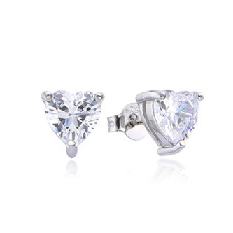 NB-3891-07 Stříbrné náušnice srdíčka se zirkony 7mm - srdce