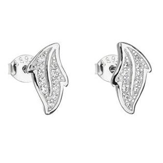 EG2587 Stříbrné náušnice lístky se zirkony - listy