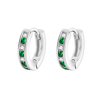 NB-3411 Stříbrné náušnice kroužky se zirkony