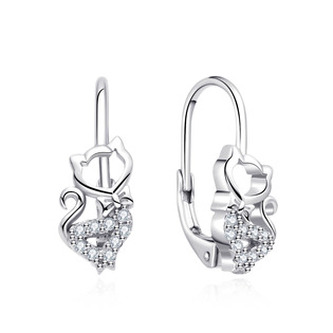 DN-0101 Stříbrné dívčí náušnice kočičky - zvířátka