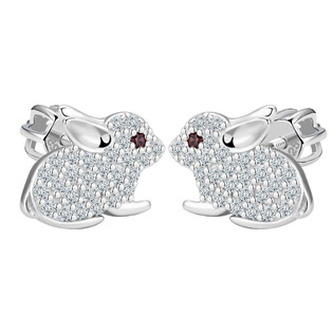 DN-0079 Stříbrné dětské náušnice králíčci - zvířátka