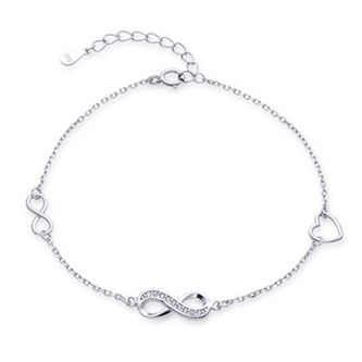 NB-1239 Dámský stříbrný náramek nekonečno - nekonečno - ležatá osmička