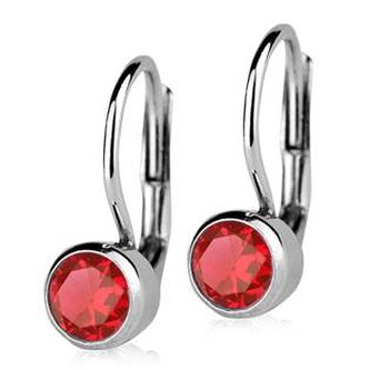 ZB23066-R Stříbrné náušnice s červenými kameny 5 mm