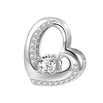 B0907 Stříbrný přívěsek korálek na náramek - srdce