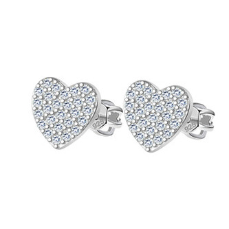 NB-3742 Stříbrné šroubovací náušnice srdíčka - srdce