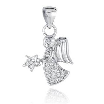 NB-4207 Stříbrný přívěšek andílek - hvězdy