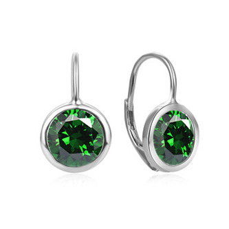 NB-3943-G Stříbrné náušnice se zelenými zirkony