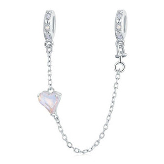 S0020 Stříbrný bezpečnostní řetízek na náramek - srdce