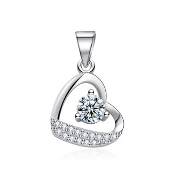 NB-4391 Stříbrný přívěšek srdíčko se zirkony - srdce