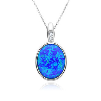 NB937-OP05 Stříbrný náhrdelník s oválným opálem