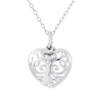NB-2199 Stříbrný náhrdelník srdce s klíčkem