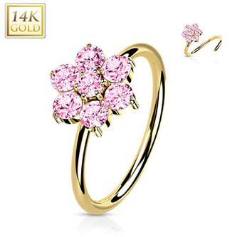 ZL01263-YG Zlatý piercing kruh, 0,8 x 8 mm, Au 585/1000