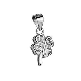 NB-4007 Stříbrný přívěšek čtyřlístek se zirkony - čtyřlístky