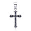 NB-4588 Stříbrný přívěšek křížek s černými zirkony