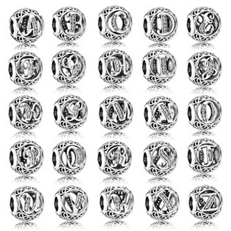 B0824-A Stříbrný přívěsek korálek písmeno - iniciály - iniciála "A"