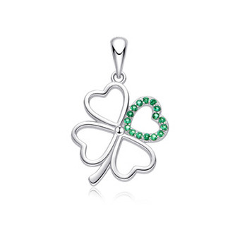 NB-4511 Stříbrný přívěšek čtyřlístek se zirkony - čtyřlístky