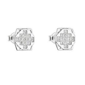 EG2146 Stříbrné náušnice pecka se zirkonem bílý čtverec