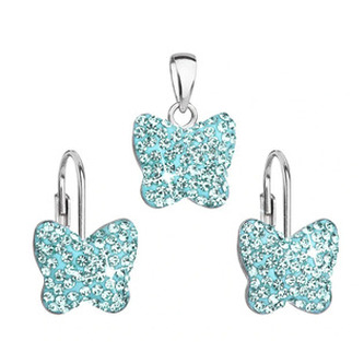 EG3059-AQ Souprava stříbrných šperků s krystaly Preciosa® Aquamarine