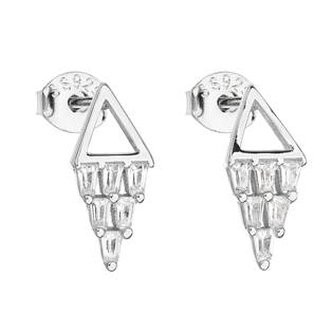 EG2615 Podlouhlé stříbrné náušnice se zirkony