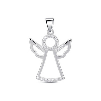 NB-4378 Stříbrný přívěšek andělíček se zirkony - andílci