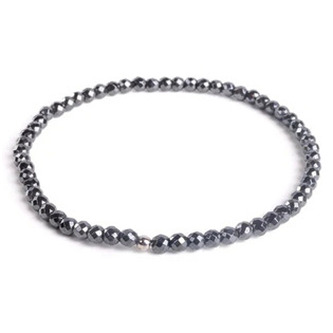 AN509-18 Minerální náramek přírodní Hematit a stříbro AG925