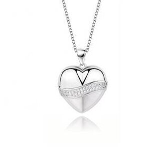 NB-2221 Střibrný náhrdelník srdíčko se zirkony - srdce
