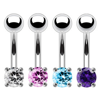 BP01027-Q Stříbrný piercing do pupíku, zirkon - tyrkysová
